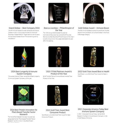 list of awards given to 4Life