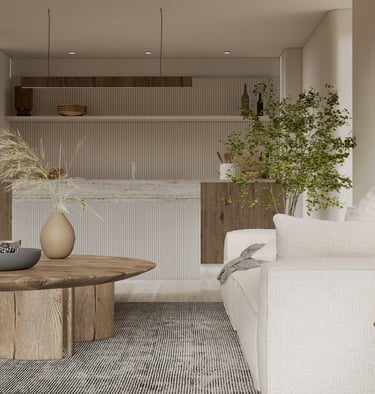 Luxury Kitchen: "Elegant luxury kitchen with a marble countertop island, stainless steel appliances, and custom cabinetry in