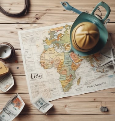 A group of tourists are gathered around a guide who is holding a brochure or map. The setting appears to be a historical or cultural site with ornate architecture in the background and an archway. The guide is wearing a hat and glasses, and the tourists are mostly wearing casual clothing and hats.