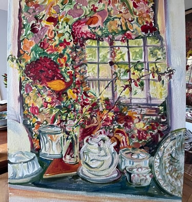 Oil painting - Dining room reflection
