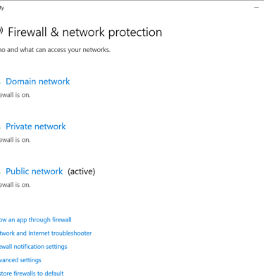 example windows firewall & network options panel
