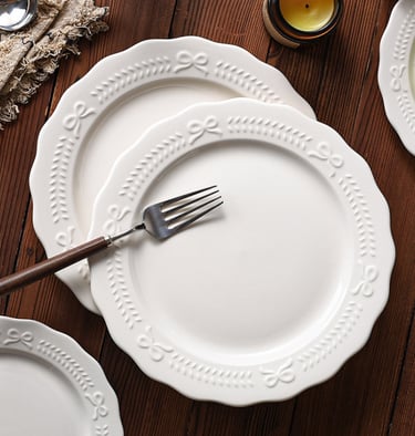 Two white ceramic plates