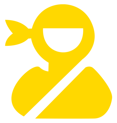 a yellow and black sign with a picture of a person in a yellow shirt