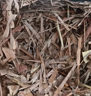 Biomass briquettes manufactured from wood waste by Agni Agro Biofuels in India