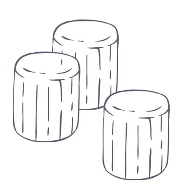 A group of stools, a visual representation of purchasing sessions in bulk to save money.