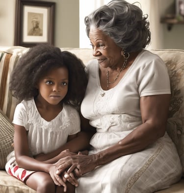 grandmother sharing the family story