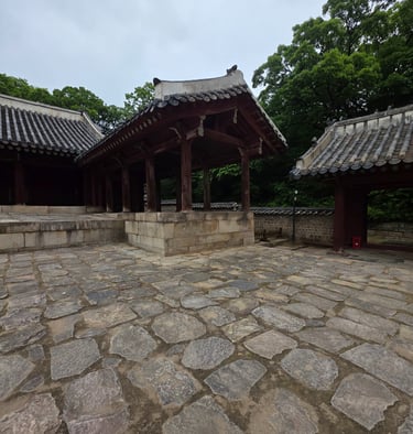 Gate and building view