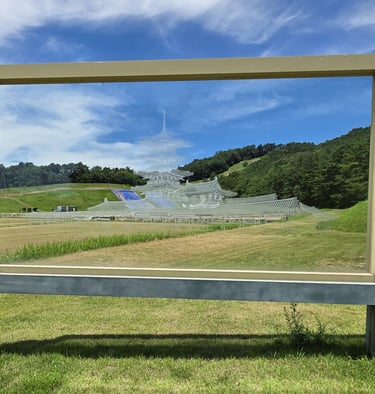 Neungsan-ri Temple remains with etched glass temple overlay