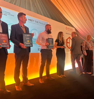 the finalists on stage at Worcestershire Innovation champion awards