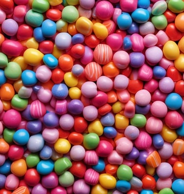 Brightly wrapped assorted candy and sweets