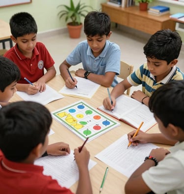 Kids exploring science kits with focused expressions in a cozy lab setting