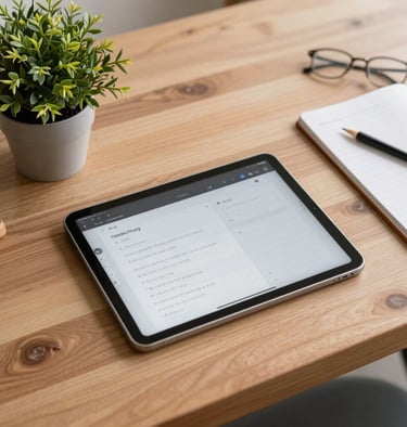A tablet and a laptop side by side, both showing colorful screens.