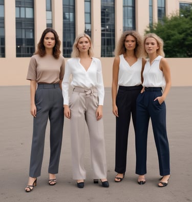 A fashionable woman in an elegant dress posing outdoors in soft sunlight
