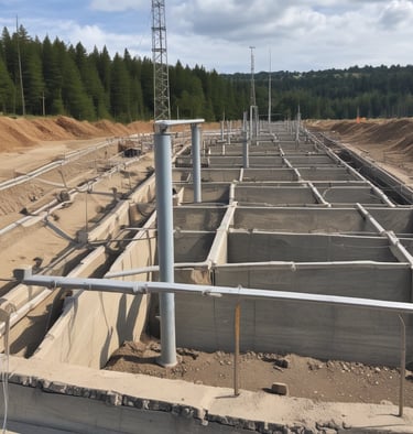 A construction site with workers collaborating closely, showcasing teamwork and precision.
