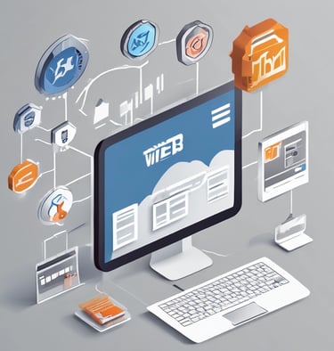 Screenshot of a sleek, blue-and-white website designed by Navakar Digital.