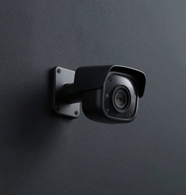 A sleek, modern security camera mounted on a wall, highlighting advanced technology.