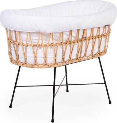 Lichtgewicht vintage rotan babybedje inclusief matras voor een natuurlijke uitstraling