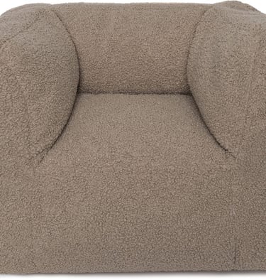 Luxe bouclé kinderstoel in de kleur beige voor een hippe en warme uitstraling