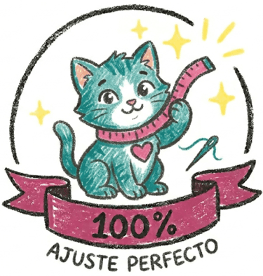 Linda ilustración de un gato verde con una cinta métrica y un cartel