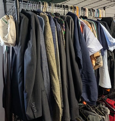 clothes hanging on a rack