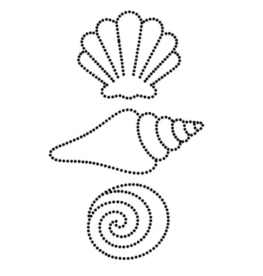Educational trace and color worksheet featuring dotted outlines of various sea shells for kids.