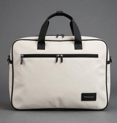 A sleek laptop backpack resting on a modern desk with a laptop and notebook nearby.