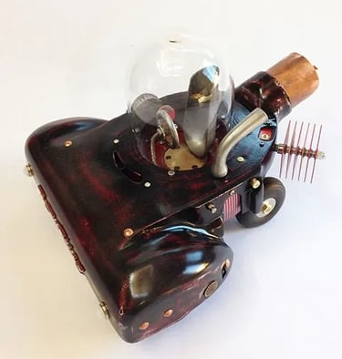 Found object spaceship sculpture named Road King by artist Tal Avitzur, image 2.