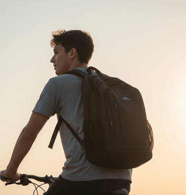 joven en bicicleta con morral Speed Bag