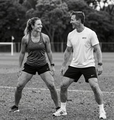 Athlete injecting peptide before workout session outdoors.