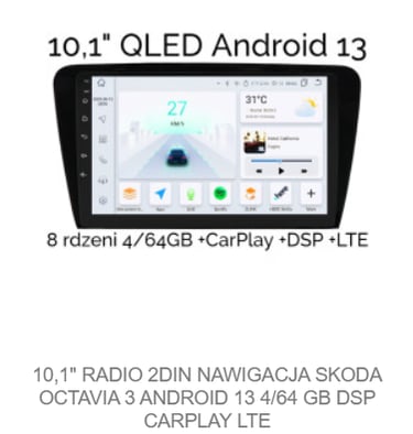 Radio 2din nawigacja Octavia 3