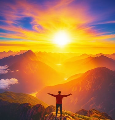 WolfsKraft 10er Paket Mann steht auf Gipfel