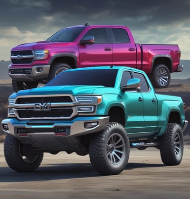 Close-up of a rugged truck grille with shiny chrome accessories under bright sunlight