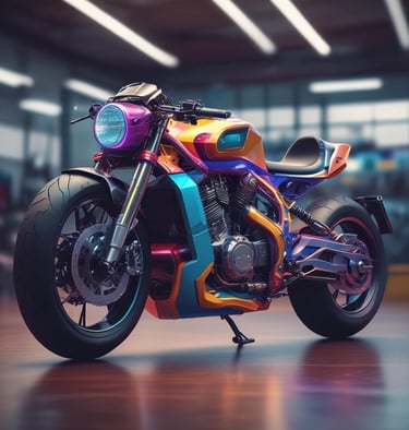 Sleek motorcycle parked on a scenic road with custom handlebars and mirrors