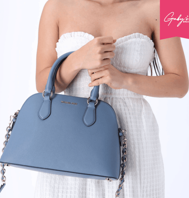 Michael kors Veronica dome satchel Cross body Denim Blue Saffiano leather