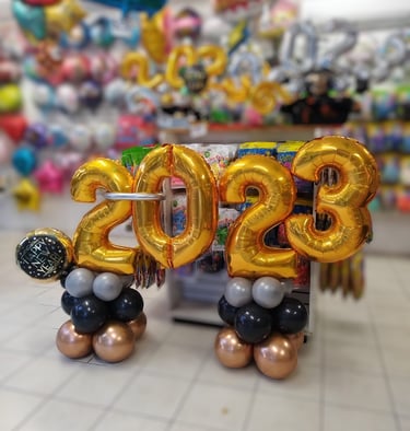 decoracion de globos numeros grandes año nuevo