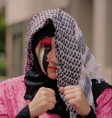 a woman with a black and white face paint on her face