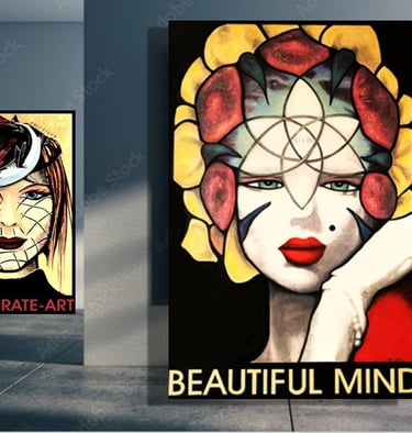 Marilyn Monre beautiful mind portrait painting on the wall