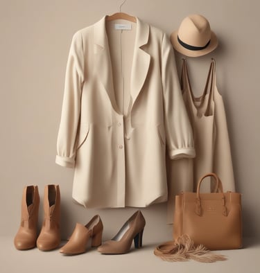 A soft, neutral-toned flat lay of elegant women's accessories including a minimalist watch, delicate gold jewelry, and a leather handbag.