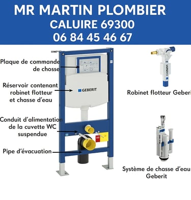 urgence plombier remplacement mecanisme wc toilette suspendu geberit siamp grohe caluire 69300
