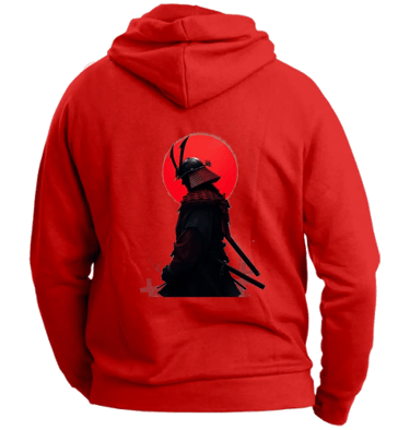 felpa unisex red con cappuccio back samurai