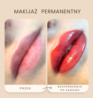 Metamorfoza ust po makijażu permamentnym