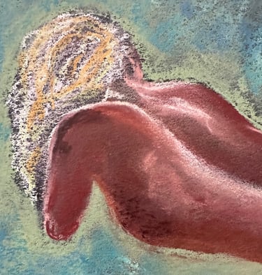 a drawing of a beautiful woman lounging