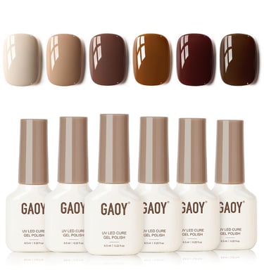 GAOY Nude Brown Gel Nail Polish Set, 6 Colors Beige Chocolate Caramel