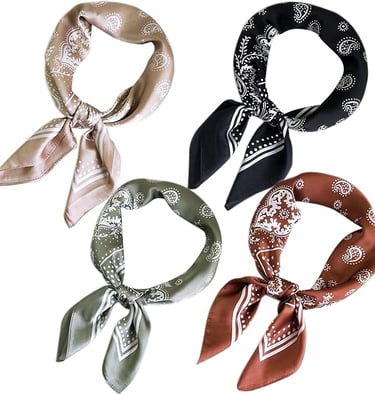 4pcs Silk Feeling Scarf Square Satin Head Scarf for Women