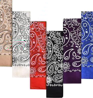 100% Cotton Bandanas Gift Set – 22x22 Inch Paisley