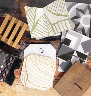 porte-savons, sous-bock, support téléphone colorés et uniques