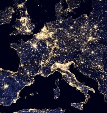 imagem do continente europeu durante a noite