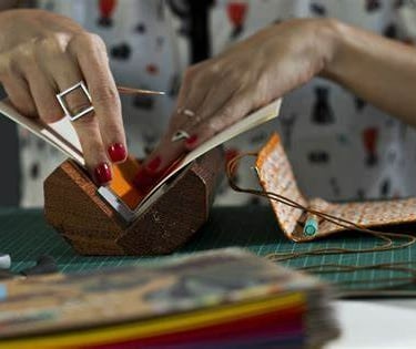 photo showing the process of binding a book