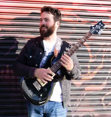 Guitarist Alan Rigoletto - Photo by Kyle Blair - Arts District, Los Angeles