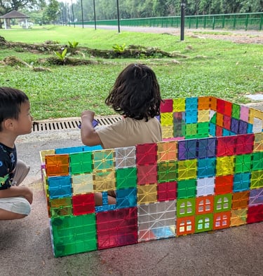 playing loose parts magnatiles connetix building with imagination teamwork
